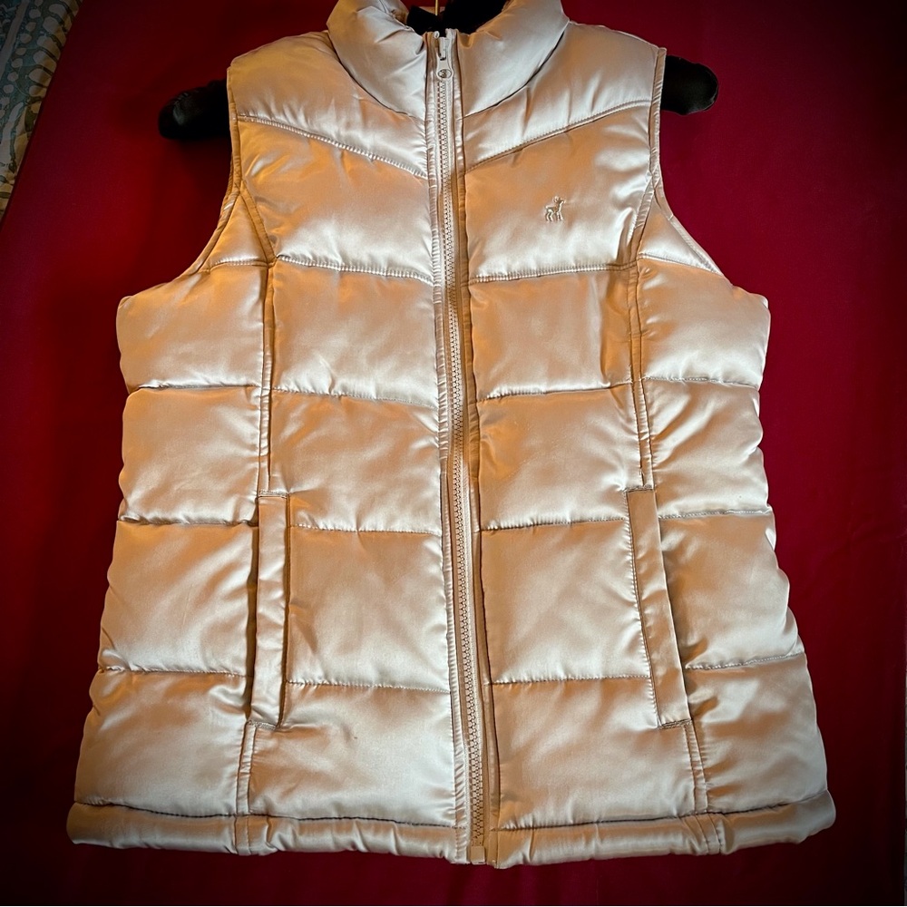 COPY - Cream Quilted Sleeveless Vest with Stand-Up Collar